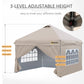 10' x 10' Pop Up Canopy Tent, Instant Sun Shelter, Tents for Parties, with Wheeled Carry Bag, for Outdoor, Garden, Patio, Beige