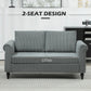 Vintage Loveseat, Upholstered Love Seat Furniture, Fabric 2 Seater Sofa with Rolled Arms, Rubber Wood Legs, Grey