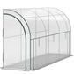 Walk-in Lean-to Greenhouse, Outdoor Gardening Green House with Zipper Roll-up Doors and Window