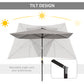 6.5x10ft Patio Umbrella Tilt Aluminum Outdoor Market Parasol with Solar Powered LEDs, Crank - Light Grey