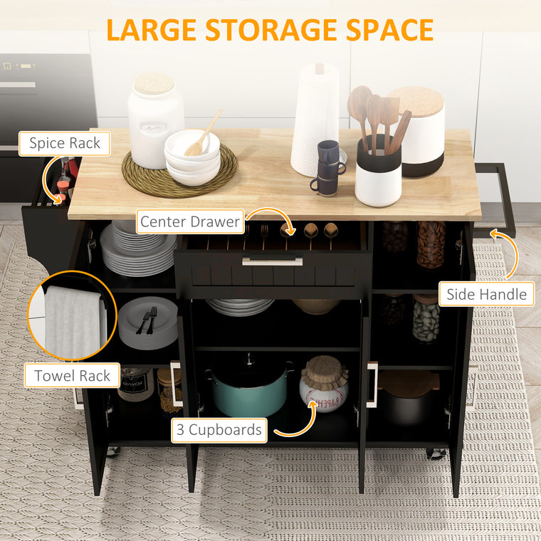Rolling Kitchen Island Cart with Drawers