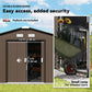 11' x 13' Garden Storage Shed Metal Tool Storage House, with Double Sliding Doors, Foundation Kits Included, Brown
