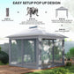 11' x 11' Pop Up Gazebo, Double Roof Foldable Height Adjustable Canopy Tent with Mesh Sidewalls, Carrying Bag, Grey
