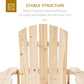 Wood Adirondack Chair, Outdoor Patio Muskoka Chair with Slatted Design for Deck, Garden, Backyard, Fire Pit, Natural