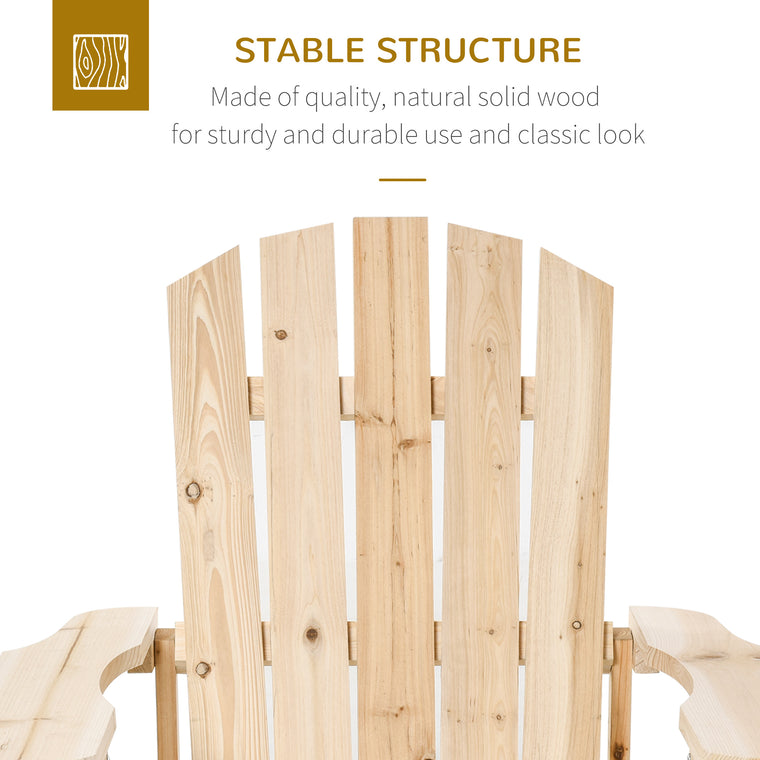 Natural Wood Adirondack Chair with Slatted Design