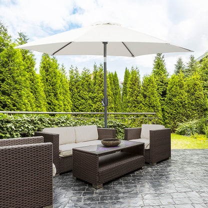 8.5' Cream White Round Aluminum Parasol with Crank Handle