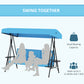 3-Seat Outdoor Porch Swing Patio Swing with Adjustable Canopy, Side Tray, Removable Cushion for Garden, Poolside, Grey