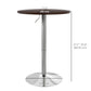 High Top Bar Table, Adjustable Round Kitchen Table with Swivel Top and Steel Base, Bistro Table for 2 People, Walnut