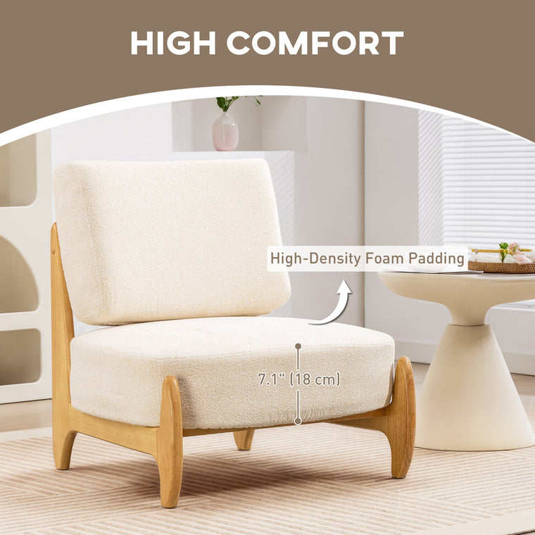 Wide Chenille Accent Chair with Thick Cushion - Cream White