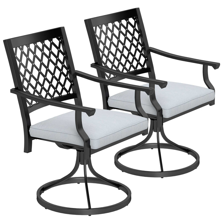 Metal Swivel Rocker Chairs with Cushion, Set of 2