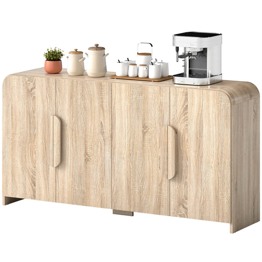 62" Sideboard Buffet Cabinet with Soft-Close Doors - Natural Wood
