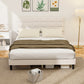 Queen Size Bed Frame with Upholstered Headboard, Modern Platform Bed Frame with Wood Slats, 1100 lbs Capacity, Cream