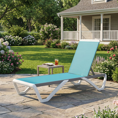 Aluminum Chaise Lounge with 5-Level Back and Wheels