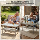 Outdoor Coffee Table with Storage Shelf, PE Wicker Patio Table with Glass Top for Garden, Backyard, Dark Grey