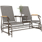 Outdoor 2-Person Glider Bench, Outside Swing Glider Chair Loveseat with Breathable Mesh, Table, Steel Frame