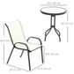3 Pieces Bistro Set, Small Patio Furniture Set with Stackable Mesh Chairs, Glass Table for Garden, Balcony, Beige