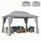 10' x 13' Patio Gazebo, UPF50+ Double Roof Outdoor Gazebo Canopy with Netting and Curtains, Steel Frame, Dark Grey