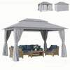 10' x 13' Patio Gazebo, UPF50+ Double Roof Outdoor Gazebo Canopy with Netting and Curtains, Steel Frame, Dark Grey