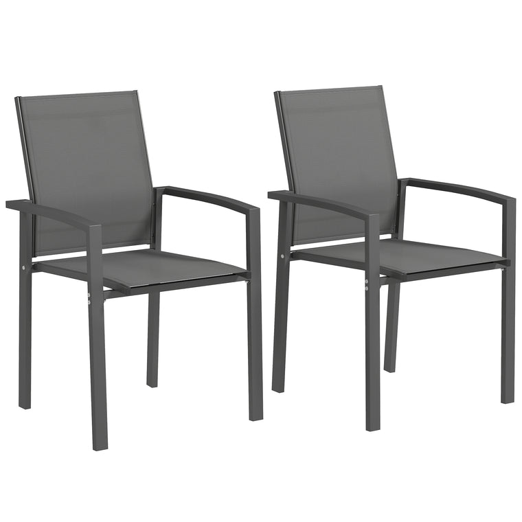 2-Piece Stackable Dining Chair Set with Breathable Fabric Seat
