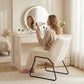 Accent Chair, Sherpa Fleece Armchair with Wide Backrest and Metal Legs, White