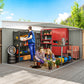 11' x 9' Steel Garden Storage Shed, Outdoor Metal Tool House with Double Sliding Doors, Dark Grey