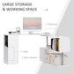 55" Corner Computer Desk, 360° Rotating L-Shaped Desk, Home Office Workstation with 3-Tier Shelves, White