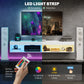 Modern Wall Mounted TV Stand with Storage and LED Lights for TVs up to 75", Floating TV Shelf for Living Room, White