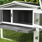 Wooden Rabbit Hutch Guinea Pig House with Removable Tray, Openable Roof, Trough, Run for Tortoises and Ferrets, Grey