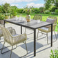 Outdoor Dining Table for 4-6, 59" Outdoor Patio Table with Metal Legs, Wood-Effect Top, Grey