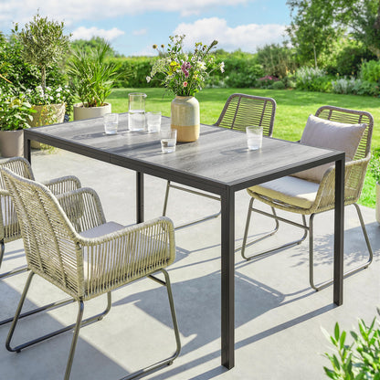59" Dining Table with Wood-Effect Top and Metal Legs