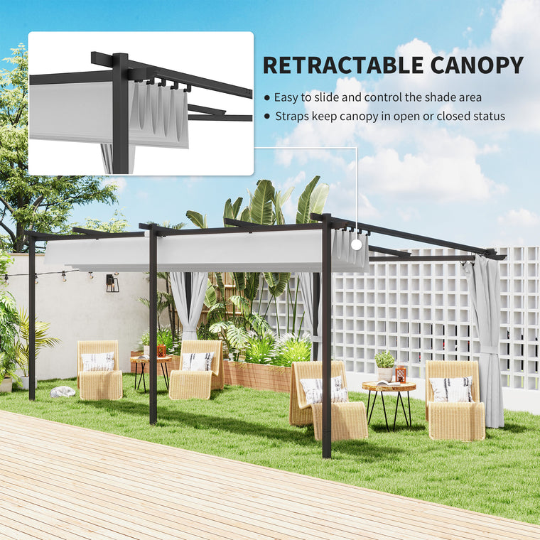Metal Retractable Pergola Canopy with Sidewalls