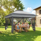 12' x 12' Foldable Pop-up Party Tent Instant Canopy Sun Shade Gazebo Shelter with Steel Frame, Dark Grey