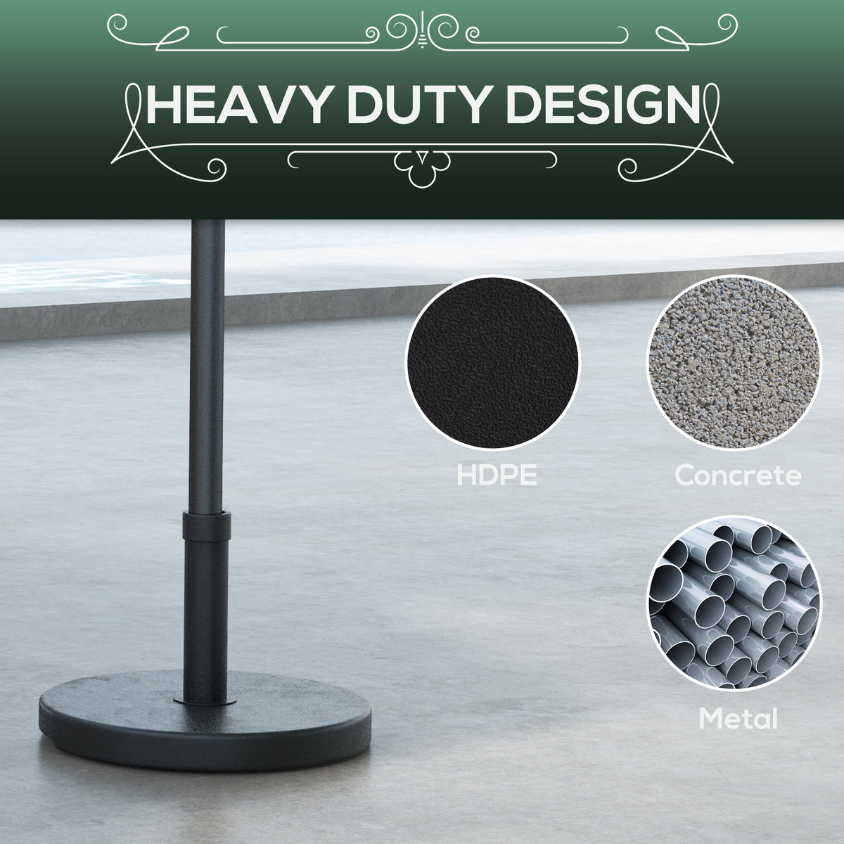 33 lbs Black Concrete Umbrella Base 18.3" Round