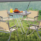 Portable Patio Side Table, Height Adjustable Outdoor Side Table, Folding Balcony Table with Metal Frame, Dark Grey