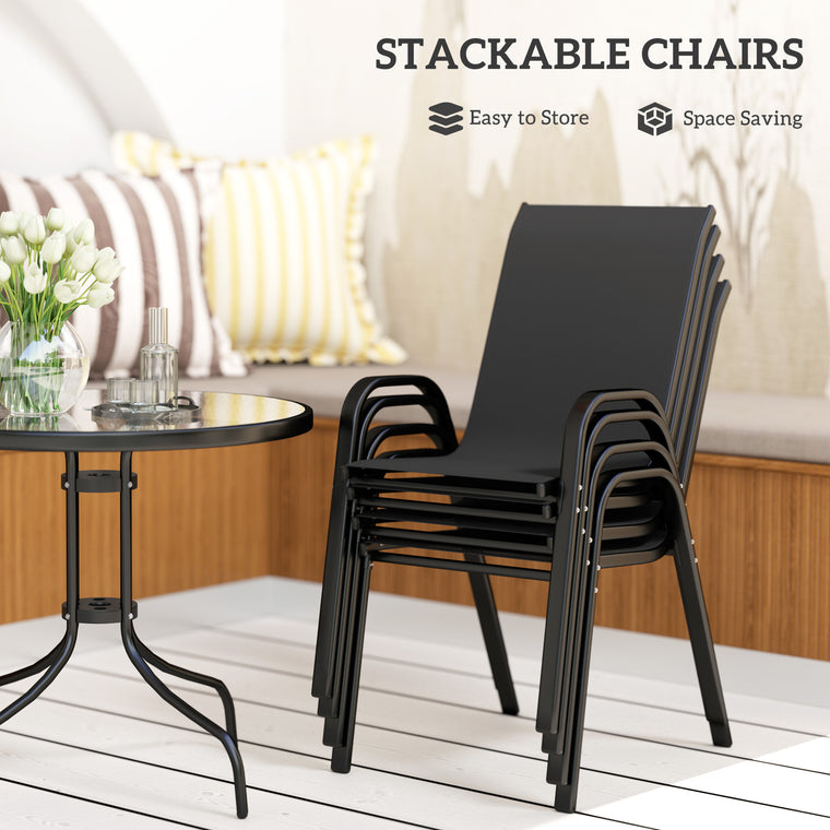 Five-Piece Steel Patio Set, with Glass-Top Table