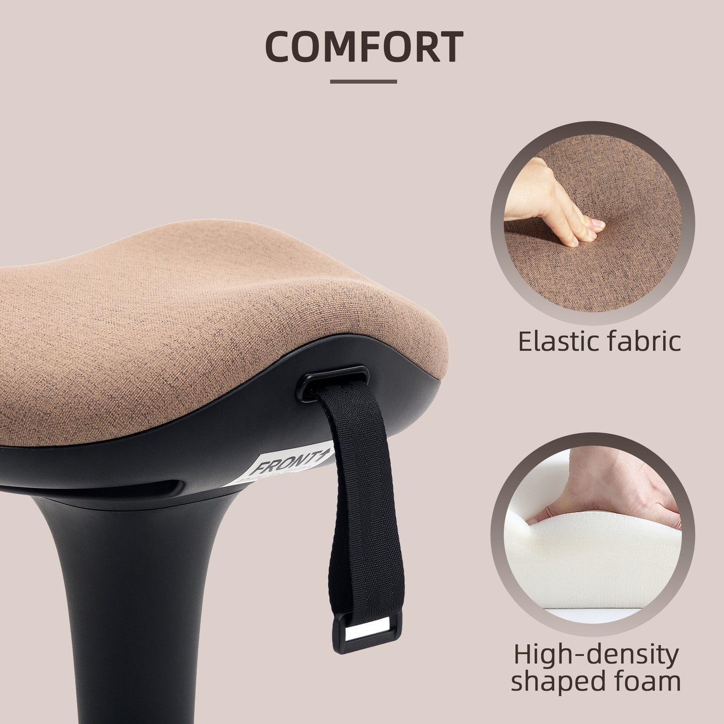 Swivel Standing Desk Chair, Adjustable Active Ergonomic Standing Stool, Backless Wobble Stool Chair, Brown