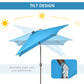 6.5x10ft Patio Umbrella Rectangle Solar Powered Tilt Aluminum Outdoor Market Parasol with LEDs Crank (Turquoise)