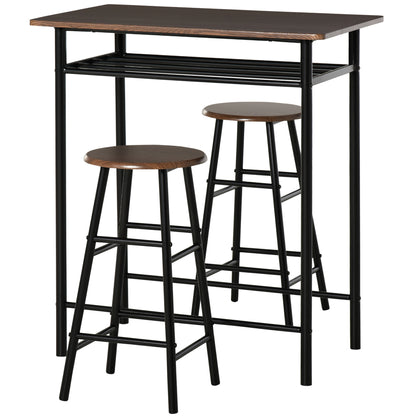 3-Piece Counter Height Bar Table Set - Black and Oak