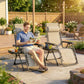 Zero Gravity Chair Set of 2, Folding Reclining Outdoor Lounge Chair with Cup Holder, Headrest, Light Brown