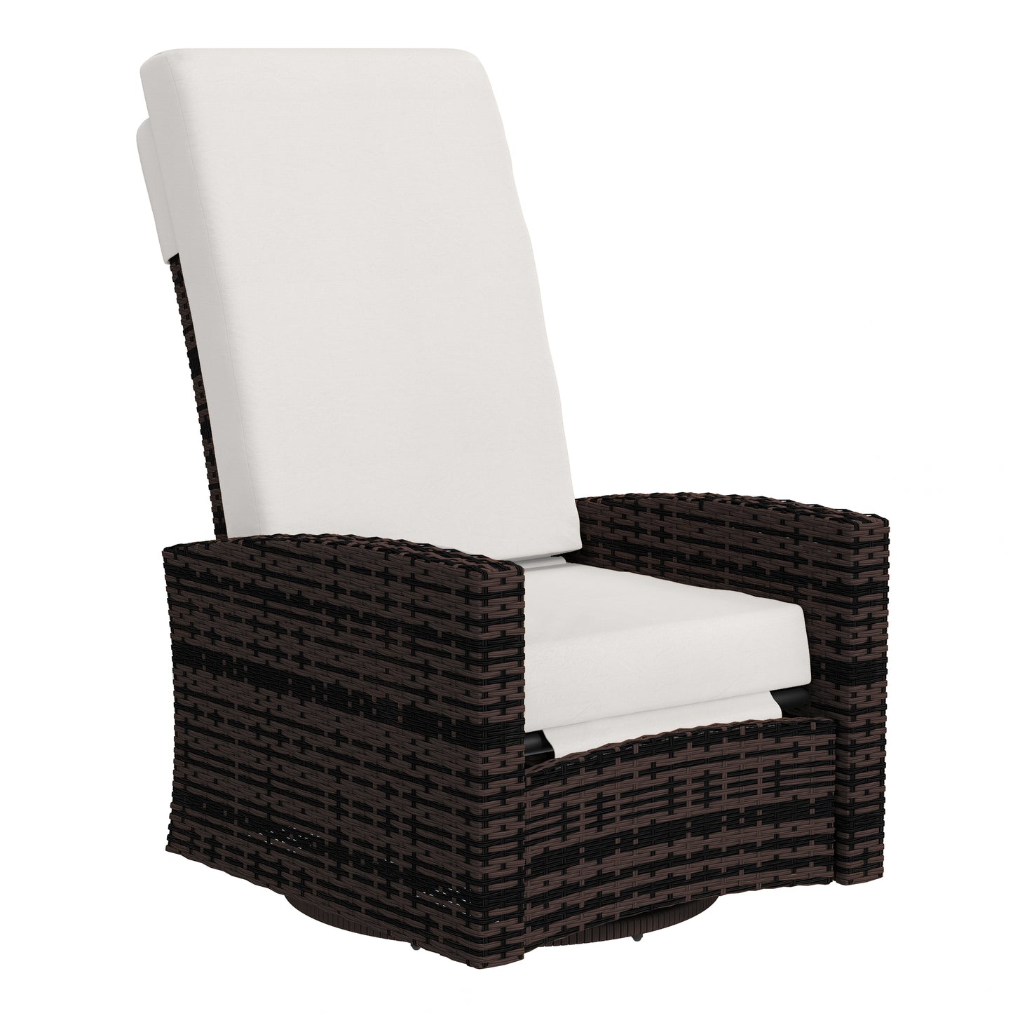 Outdoor Rattan Wicker Lounge Chair with Footrest & Soft Cushion for Patio, Garden, Backyard, Cream White