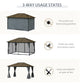 10' x 13' Hardtop Gazebo Aluminum Framed Marquee Party Tent Shelter with Mesh Curtains & Side Walls - Grey