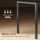 Rectangular Kitchen Table for 4 People, Dining Table with Tabletop Tempered Glass for Dining Room, Living Room, Black