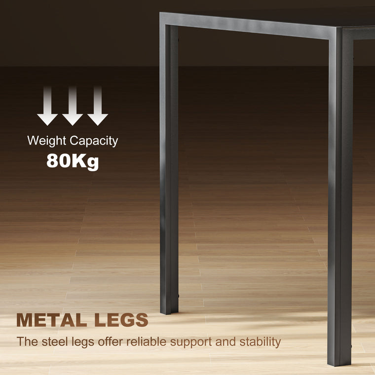 Rectangular Dining Table for 4 with Glass Top - Black