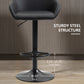 Adjustable Bar Stools Set of 2, Swivel Barstools with Footrest and Back, PU Leather and Steel Round Base, Black