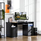 57" Computer Desk with Drawers, Home Office Desk with Keyboard Tray, Open Shelves and Lockable Drawer, Writing Workstation for Study, Black