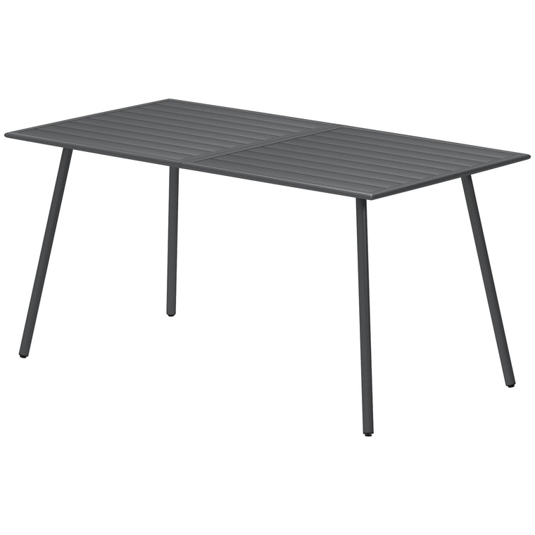59" Rectangle Metal Dining Table for 6, Slat Top