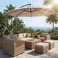 10FT Cantilever Patio Umbrella with 8 Ribs, Offset Patio Umbrella with Cover and Wind Ropes for Garden, Yard, Khaki
