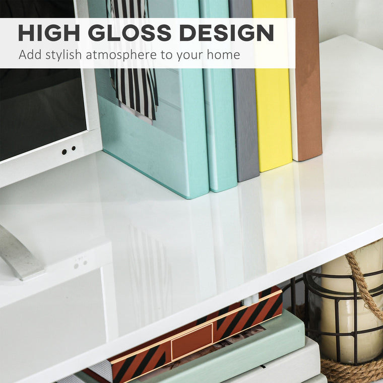 Lighted TV Stand with Storage for TVs up to 75" - High Gloss White