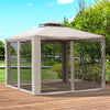 10' x 10' Brown Gazebo Pavilion with 2-Tier Roof & Steel Frame