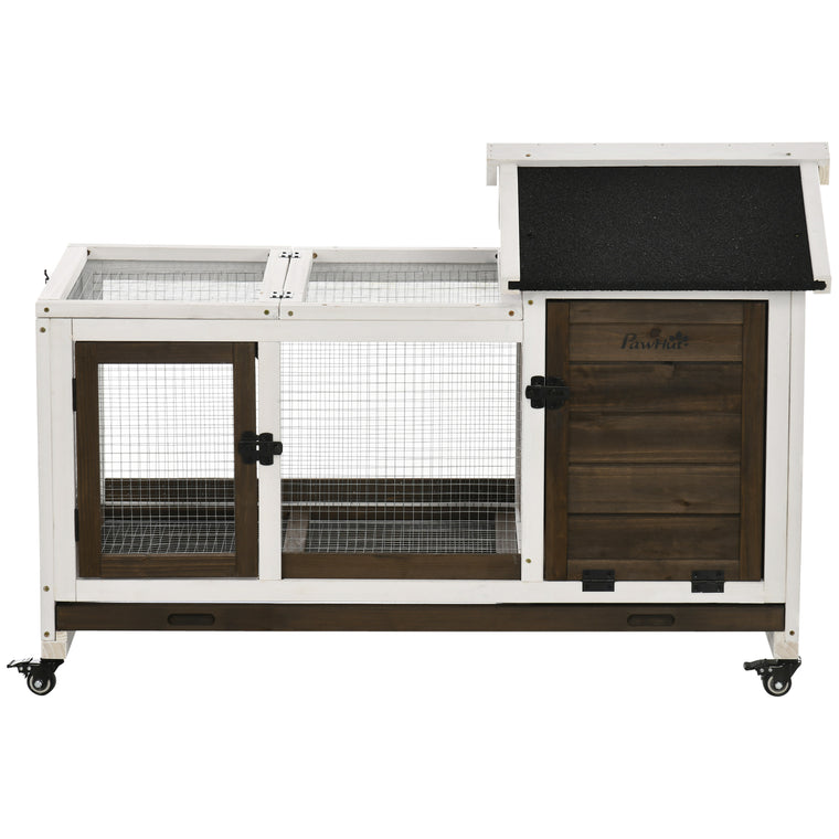 Coffee Rabbit Cage with Wheels & Run